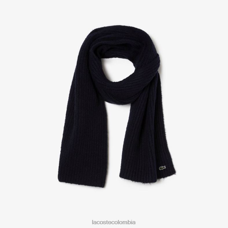 bufanda grande de lana acanalada Azul marino Lacoste accesorios unisexo 80XZX2912