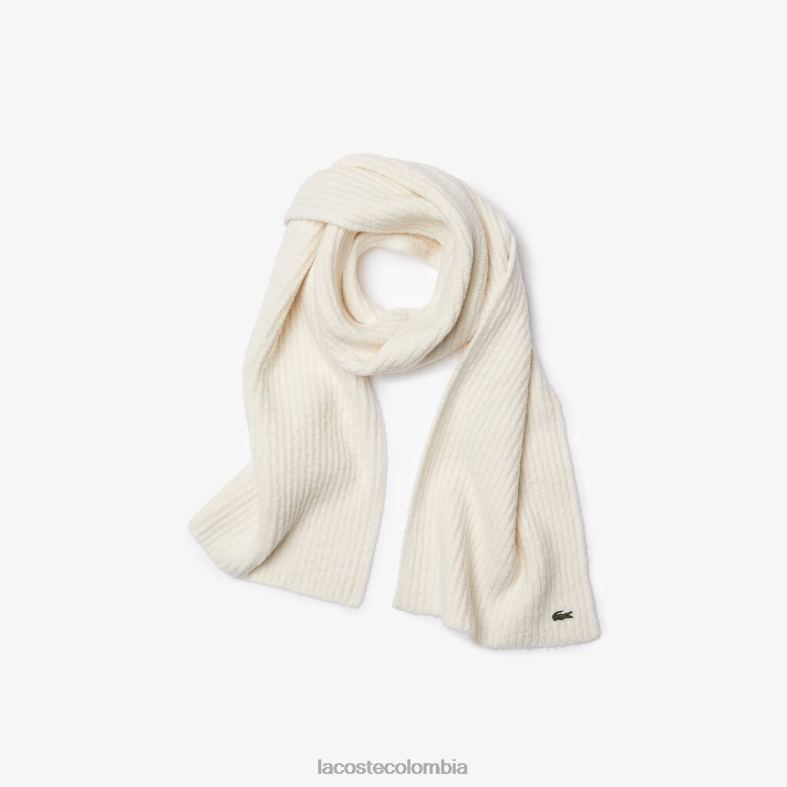 bufanda grande de lana acanalada blanco Lacoste accesorios unisexo 80XZX2911