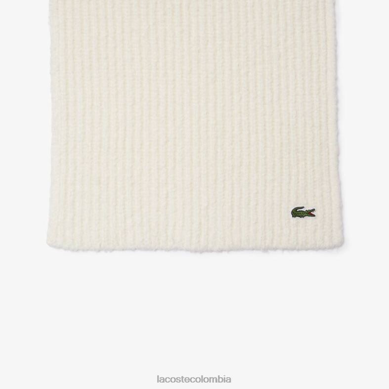 bufanda grande de lana acanalada blanco Lacoste accesorios unisexo 80XZX2911