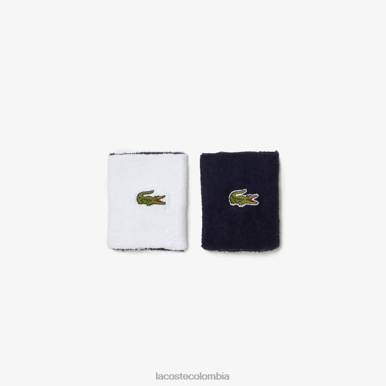 muñequera deportiva reversible de tenis blanco/azul marino Lacoste accesorios unisexo 80XZX2251