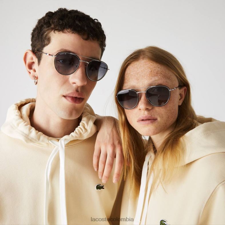 gafas de sol ovaladas de metal colección novak djokovic plata mate Lacoste accesorios unisexo 80XZX2913
