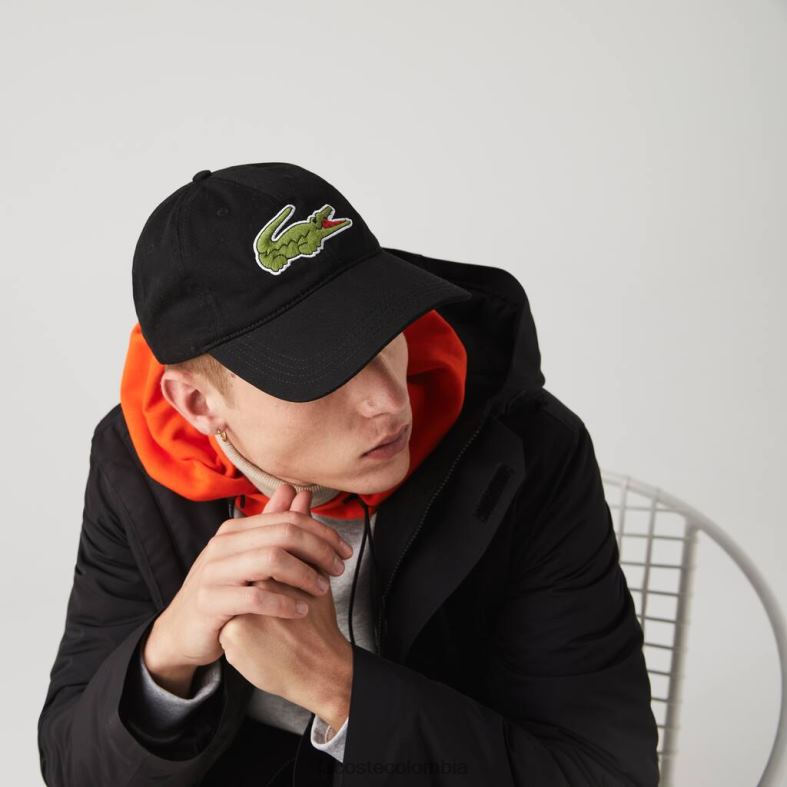 correa en contraste y gorra de algodón de cocodrilo de gran tamaño negro Lacoste accesorios unisexo 80XZX2231