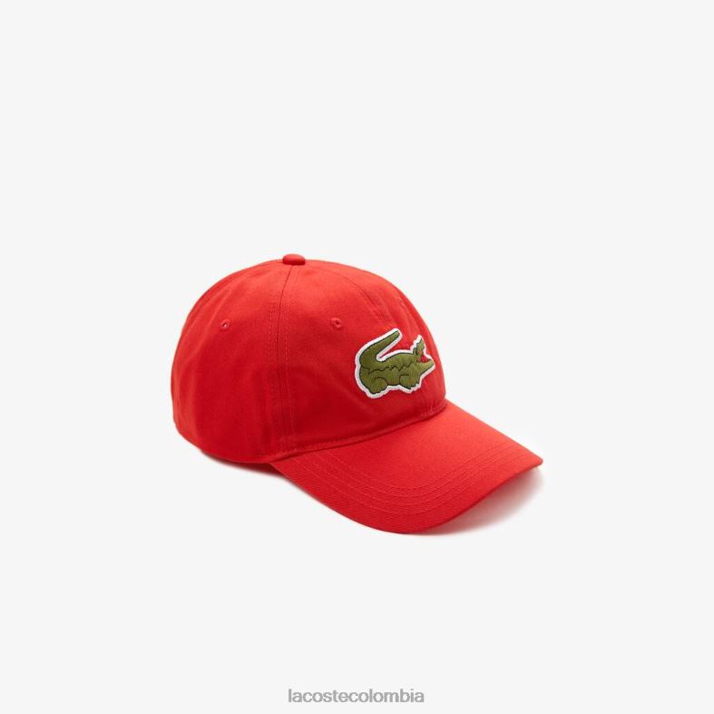 correa en contraste y gorra de algodón de cocodrilo de gran tamaño rojo Lacoste accesorios unisexo 80XZX2252