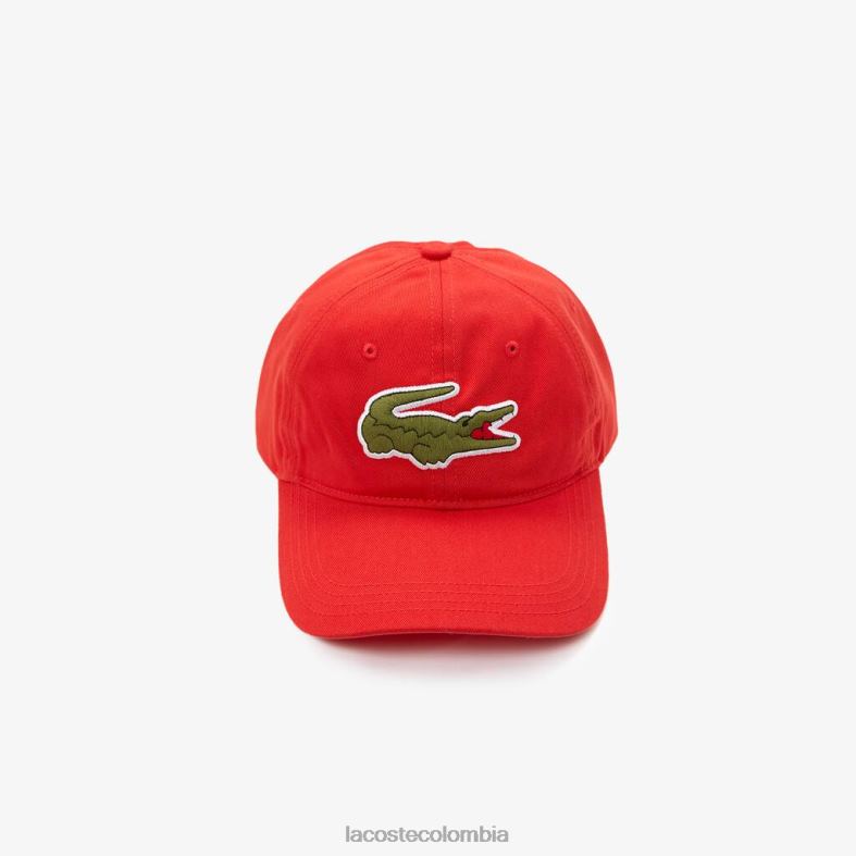 correa en contraste y gorra de algodón de cocodrilo de gran tamaño rojo Lacoste accesorios unisexo 80XZX2252