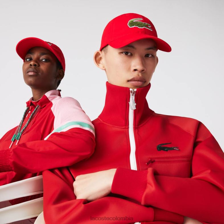 correa en contraste y gorra de algodón de cocodrilo de gran tamaño rojo Lacoste accesorios unisexo 80XZX2289