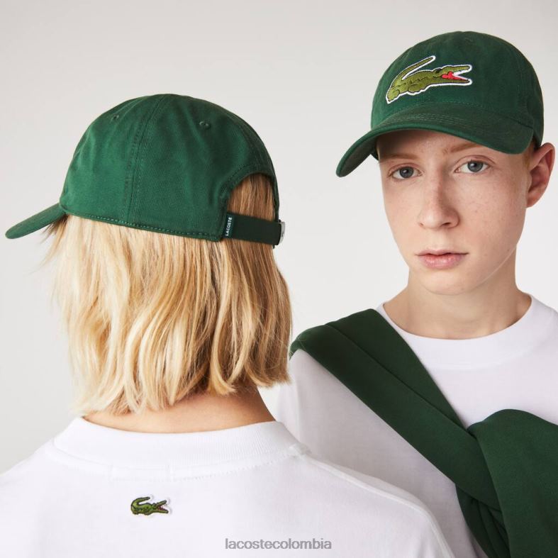 gorra ajustable de sarga de algodón orgánico verde Lacoste accesorios unisexo 80XZX2268