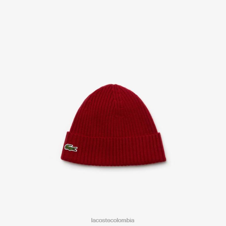 gorro de lana de canalé Burdeos Lacoste accesorios unisexo 80XZX2269