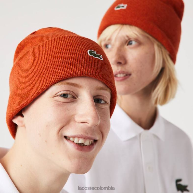 gorro de lana naranja Lacoste accesorios unisexo 80XZX2292