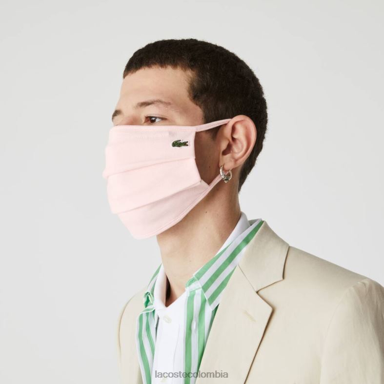 l.12.12 mascarilla de protección facial de piqué de algodón Rosa claro Lacoste accesorios unisexo 80XZX2324