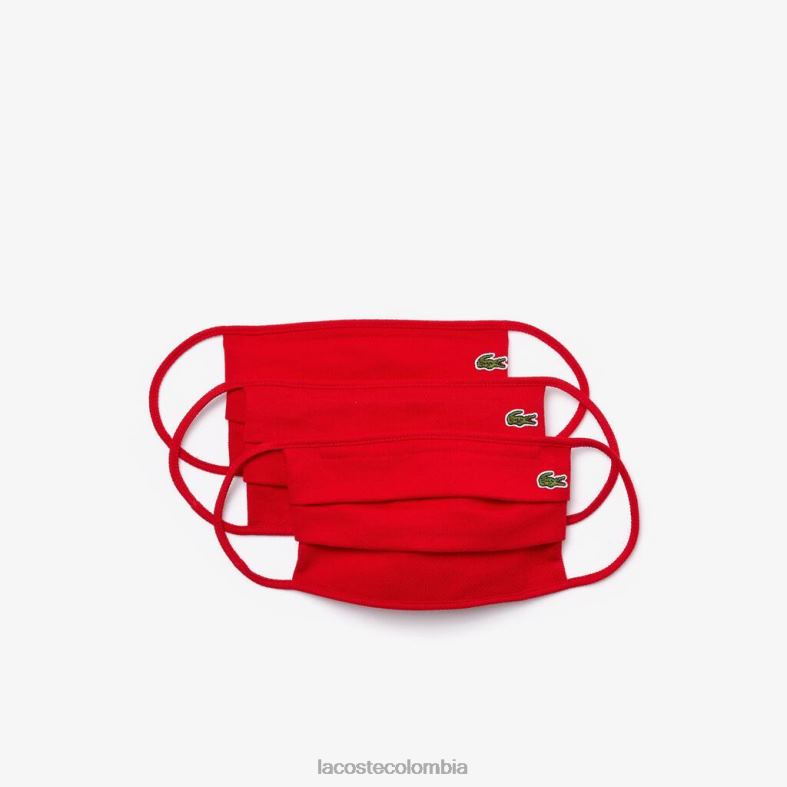 l.12.12 mascarillas faciales paquete de 3 rojo Lacoste accesorios unisexo 80XZX2311
