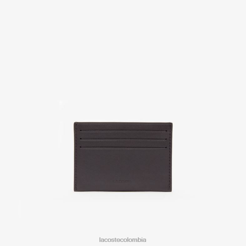 tarjetero fitzgerald de piel marron oscuro Lacoste accesorios unisexo 80XZX2051