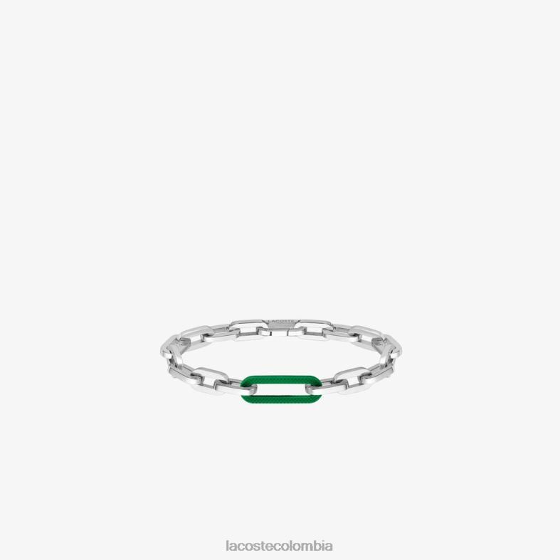 pulsera de conjunto plata y verde Lacoste joyas unisexo 80XZX2197