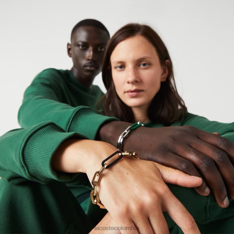 pulsera de conjunto plata y verde Lacoste joyas unisexo 80XZX2197