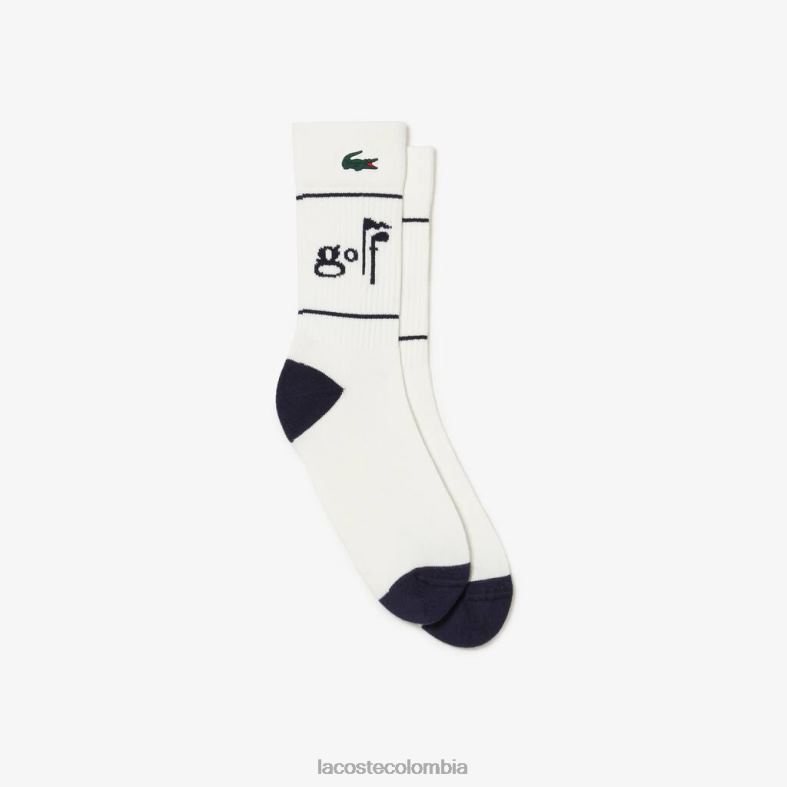 calcetines con letras de golf blanco/azul marino Lacoste ropa unisexo 80XZX521