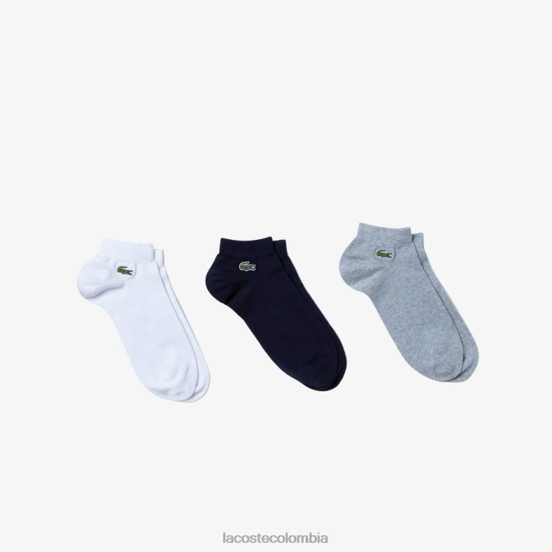 calcetines deportivos de caña baja, paquete de 3 gris chino/azul marino/blanco Lacoste ropa unisexo 80XZX510