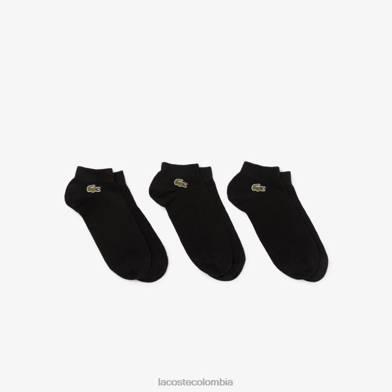 calcetines deportivos de caña baja, paquete de 3 negro Lacoste ropa unisexo 80XZX512