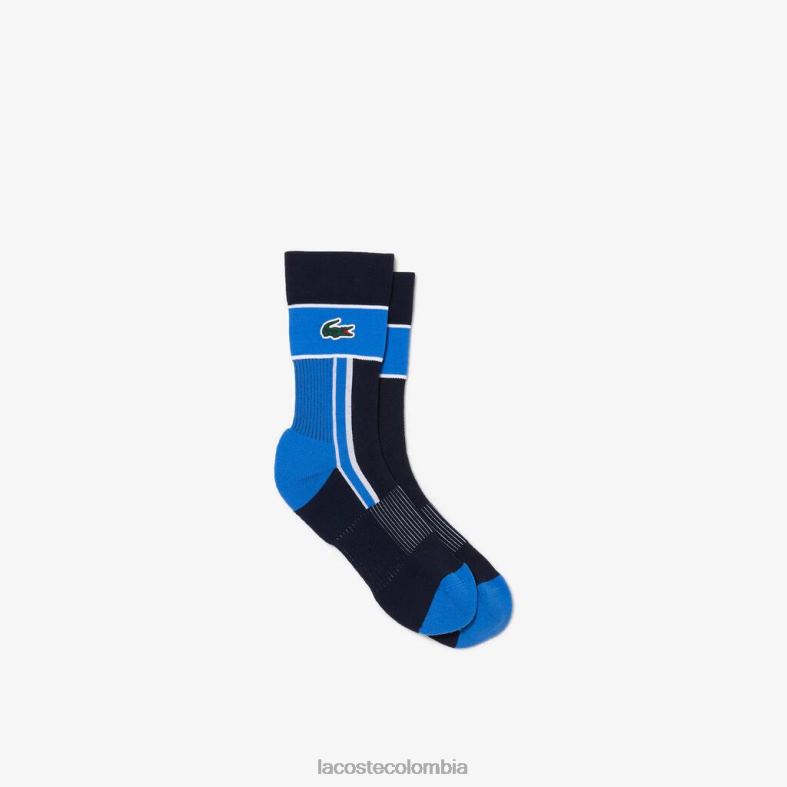 calcetines deportivos de punto azul blanco Lacoste ropa unisexo 80XZX516