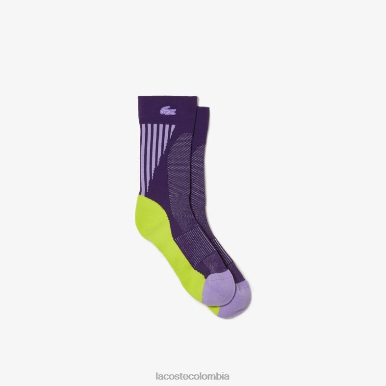 calcetines deportivos morado/negro/amarillo/morado Lacoste ropa unisexo 80XZX1667