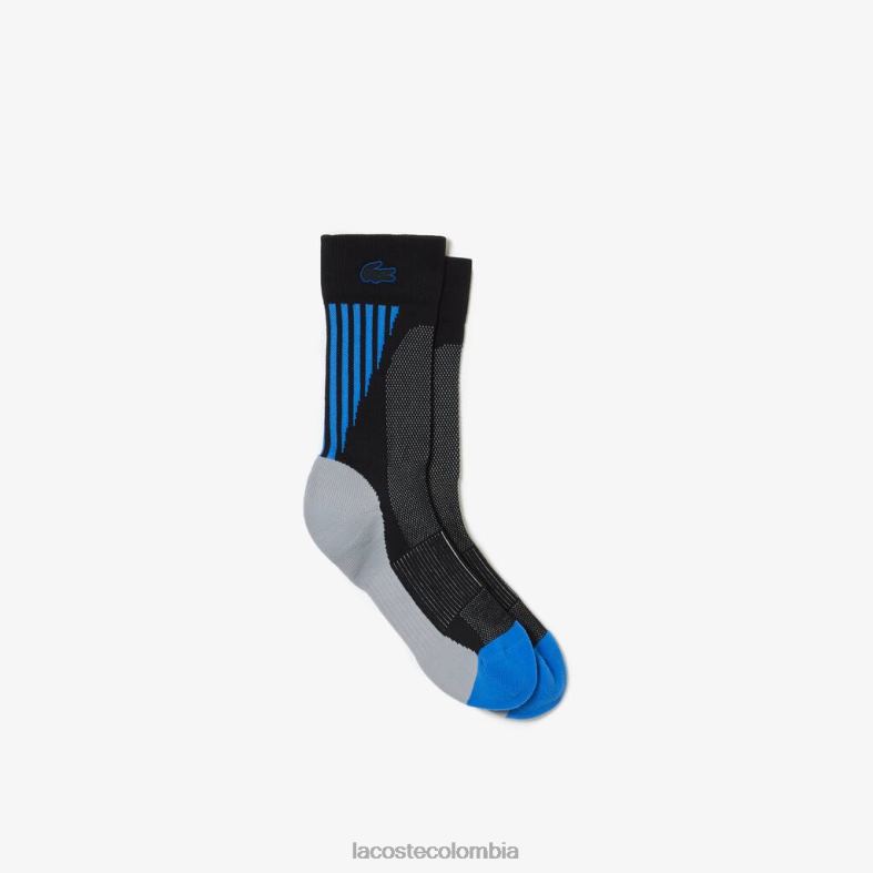 calcetines deportivos negro/azul/gris chino Lacoste ropa unisexo 80XZX1668