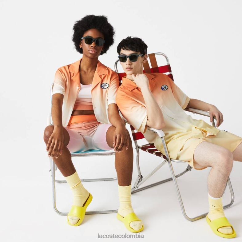 camisa live holgada con estampado degradado naranja/blanco/amarillo Lacoste ropa unisexo 80XZX1584