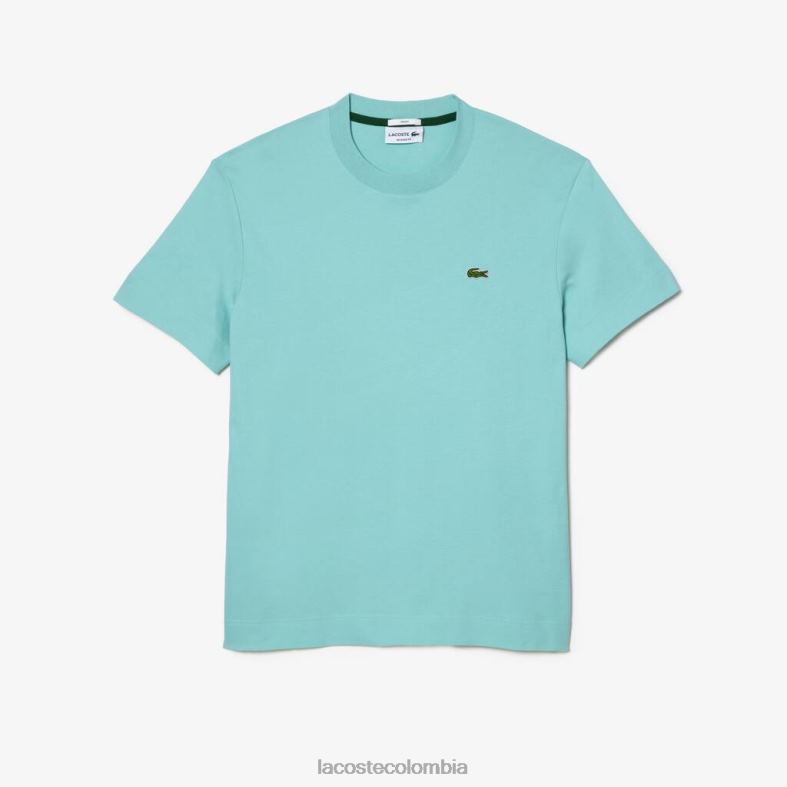 camiseta de algodón orgánico con cuello redondo menta Lacoste ropa unisexo 80XZX97
