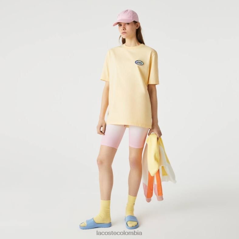 camiseta holgada de algodón moteado de live summer pack amarillo Lacoste ropa unisexo 80XZX936