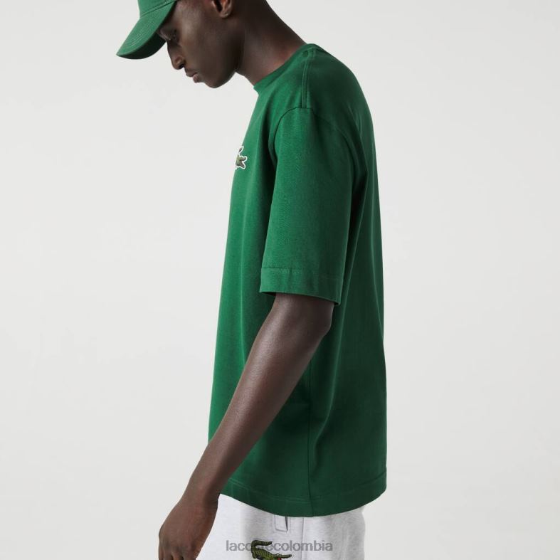 camiseta holgada de algodón orgánico con cocodrilo grande verde Lacoste ropa unisexo 80XZX77
