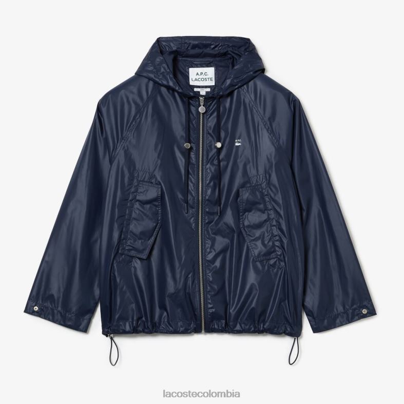 chaqueta con capucha de nailon resistente al agua azul Lacoste x A.P.C. ropa unisexo 80XZX1310
