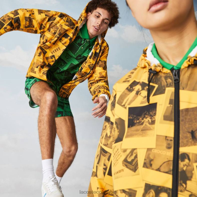 chaqueta de colaboración polaroid en vivo amarillo/negro Lacoste ropa unisexo 80XZX1303