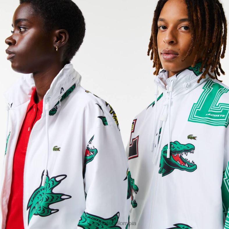chaqueta de tafetán repelente al agua blanco Lacoste ropa unisexo 80XZX1245