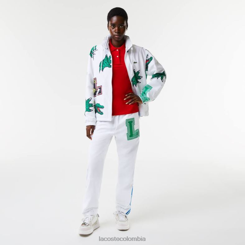 chaqueta de tafetán repelente al agua blanco Lacoste ropa unisexo 80XZX1245
