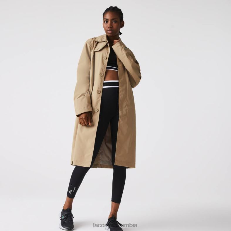 parka larga ligera resistente al agua con botones beige Lacoste ropa unisexo 80XZX1286