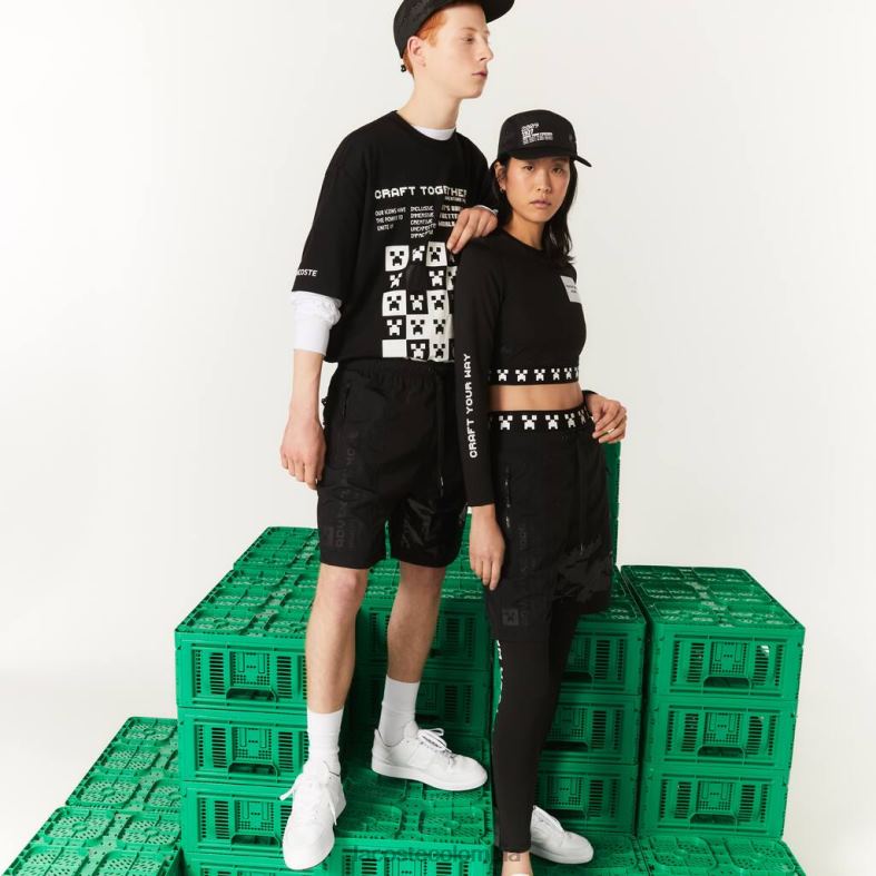 bermudas de nailon live x minecraft negro Lacoste ropa unisexo 80XZX1634