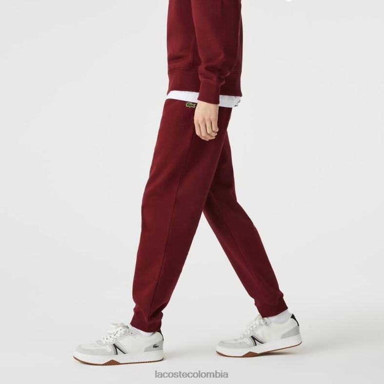 pantalones jogging de felpa de algodón orgánico Burdeos Lacoste ropa unisexo 80XZX1207