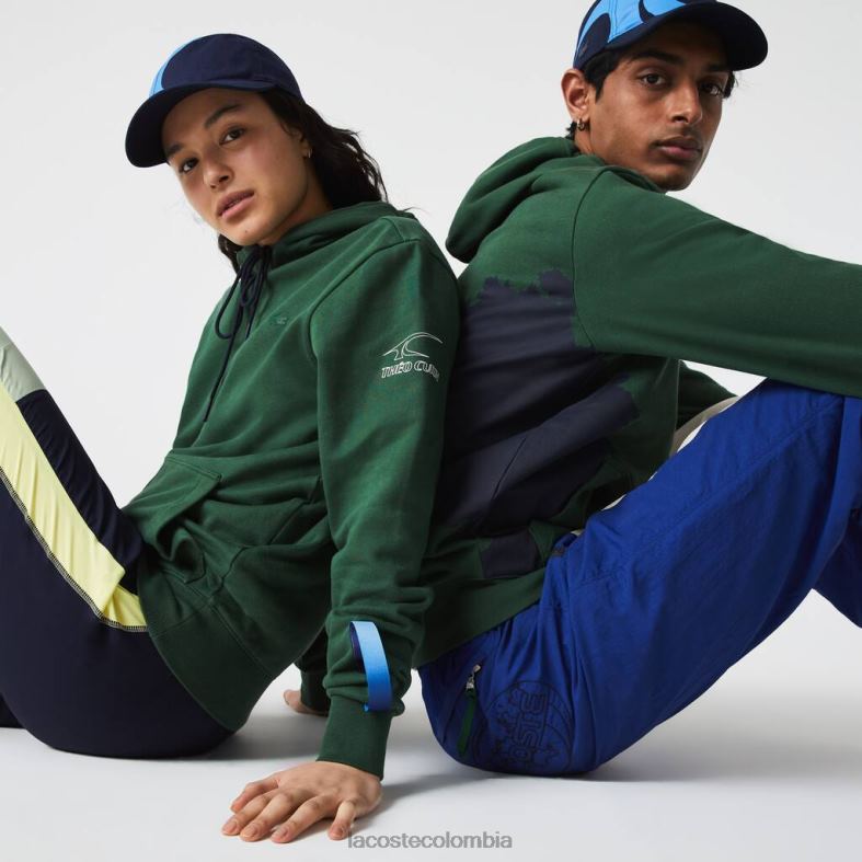 sudadera con capucha de algodón orgánico sport x theo curin verde/azul marino Lacoste ropa unisexo 80XZX1123