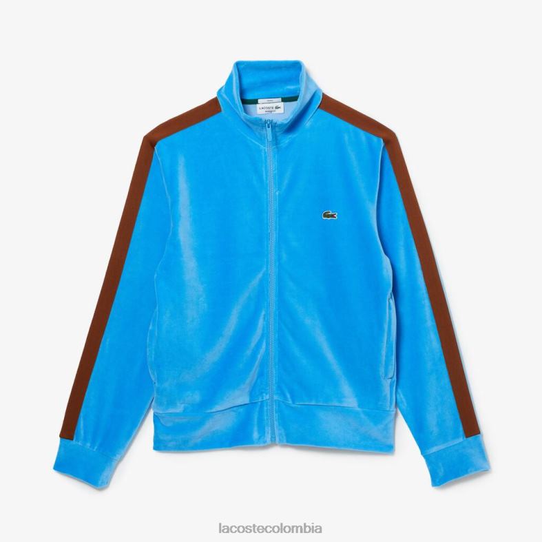 sudadera regular fit de terciopelo con cremallera azul Lacoste ropa unisexo 80XZX1116